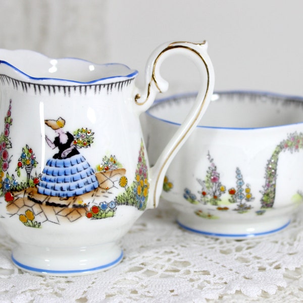 Dainty Dinah Royal Albert Hand Painted Bone China Sugar and Creamer Set 11550