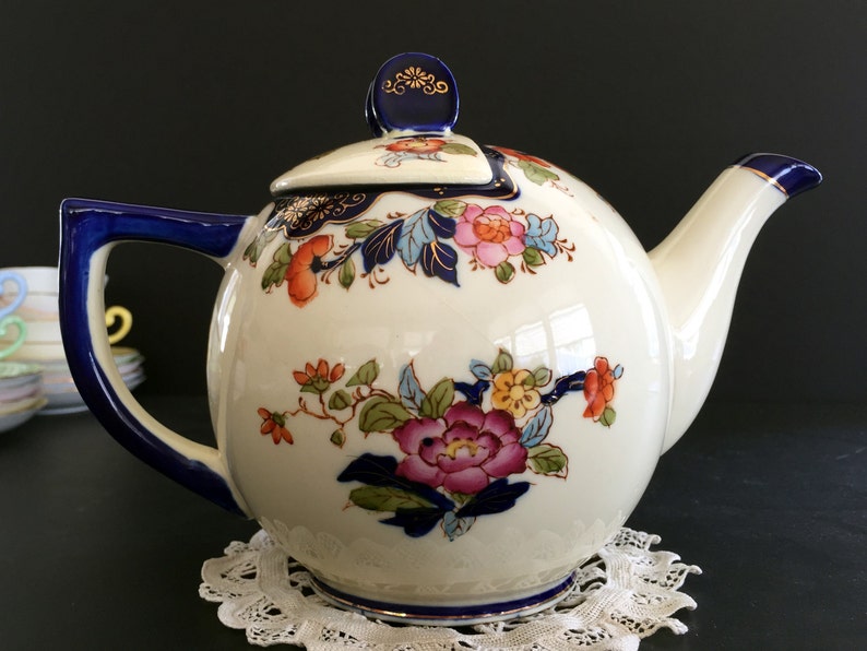 Hand Painted Teapot Vintage Tea Pot Moriyama Japan Shabby Etsy