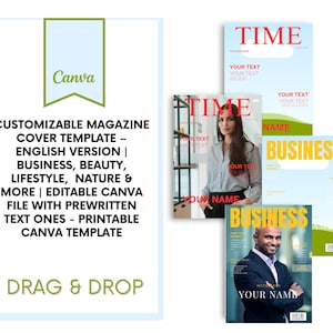 カスタム雑誌表紙 – 編集可能なCanvaテンプレート | ライフスタイル、ビジネス、美容など – ユニークなギフトやブランディング – PLR込み