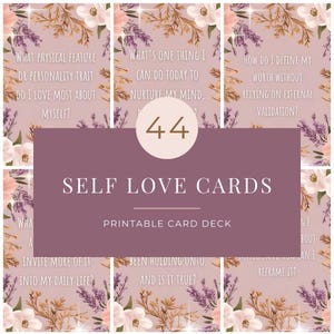Tarjetas imprimibles de empoderamiento del amor propio: 44 sugerencias de confianza y reflexión para el crecimiento y la sanación personal.