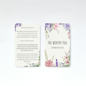 Ermächtigende Selbstliebe und Manifestationskarten, tägliches Affirmations-Deck, positives Kartenset mit Ritualanleitung, Geschenk für Sie, Selbstfürsorgekarten