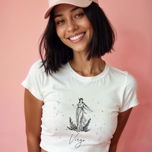 Camiseta Virgo, Top corto, Regalo personalizado, Camiseta con signo zodiacal, Camiseta de astrología, Camiseta personalizada, Camiseta con signo del zodíaco