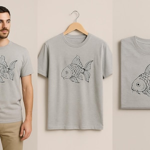 Koi Fish Tattoo Art – Minimalist Line Design for Apparel, Mug, Tote, Poster & Tattoo | Japanese Inspired | Digital Download