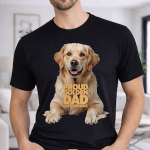 Proud Golden Dad T-shirt, Quiet Confidence Golden Retriever-ontwerp, toegewijde hondenvaderkleding, ultieme Golden Lover-T-shirt