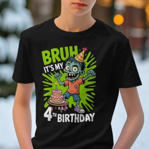 Funny Zombie 4th Birthday Tee: Kid&#39;s Party T-Shirt