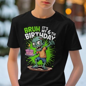 Funny Zombie Birthday T-Shirt, Cool Zombie Birthday Gift, Kids Zombie Birthday Shirt, 6th Birthday Tee with Zombie, Unique Birthday T-Shirt