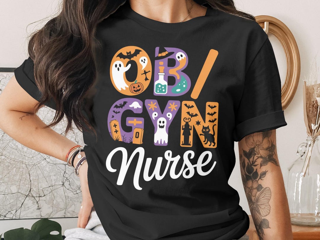 Halloween OB GYN Nurse T-shirt: Ghost, Pumpkin, Cat, Witch Hat - Etsy