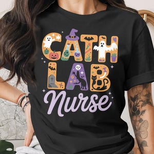Cute Halloween Cath Lab Nurse Shirt, Funny Medical Theme Gift for Nurses, Halloween Costume Tee for Cath Lab Staff, Unique Nurse Tee