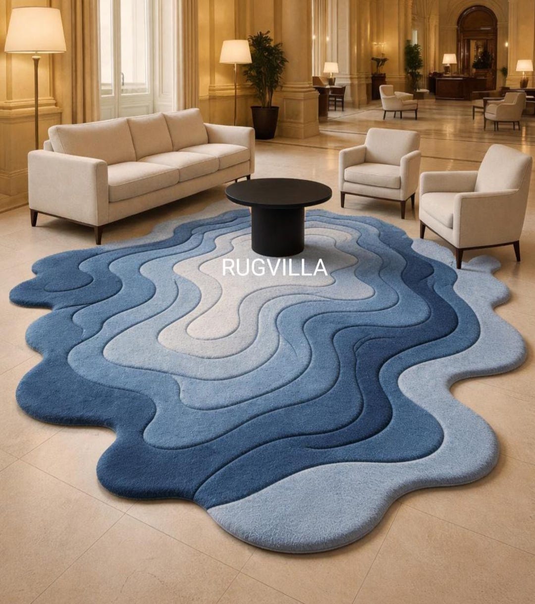Organic Shape Hand Tufted Rug | Modern Abstract Wool Rug in Green Brown ...