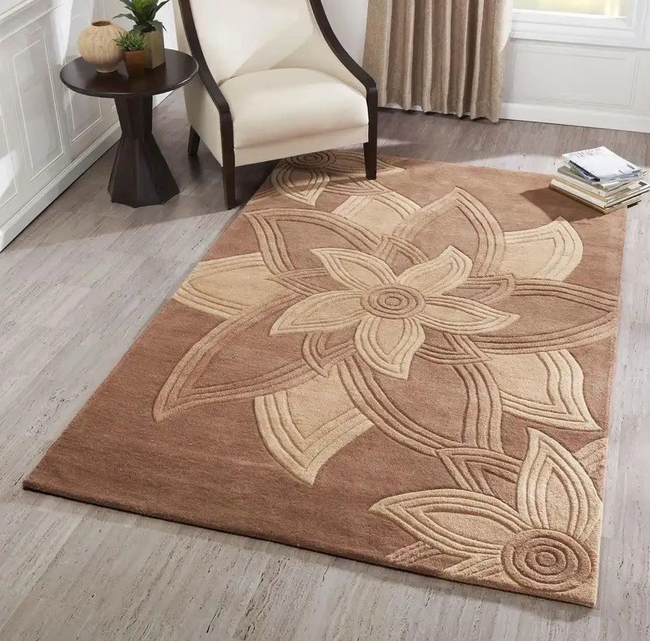 Minimalist Floral Crafted Modern Hand-Tufted Area Rug For Living Room, Bedroom Dining Hall Custom Rug Office Decor 5x8 6x9 7x10 8x10 9x12 Ft