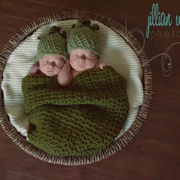 CROCHET PATTERN PDF- Twin pea pod cocoon set