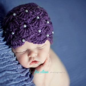 Crochet baby hat pattern - pearl fan hat  - crochet pattern, hat crochet pattern- photo prop pattern