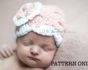 Crochet hat PATTERN - scallops and holes crochet pattern - instant download - photo prop pattern