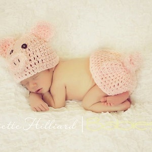 baby crochet patterns - piggy crochet pattern - photo prop pattern - animal hat crochet pattern , hat crochet pattern