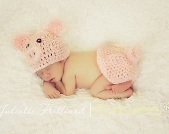 Piggy hat and Rump Cover- MADE TO ORDER- Newborn size only