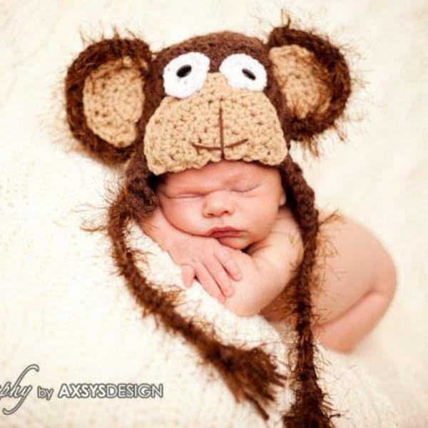 baby boy hat , baby girl hat , baby monkey hat, infant monkey hat, monkey beanie, character hats, monkey photo prop, crochet monkey beanie