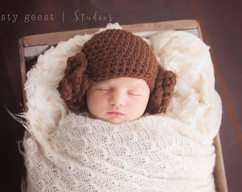 Princess Leia hat, star wars photo prop, princess Leia costume, halloween costume, baby girl hats, princess leia  inspired hat