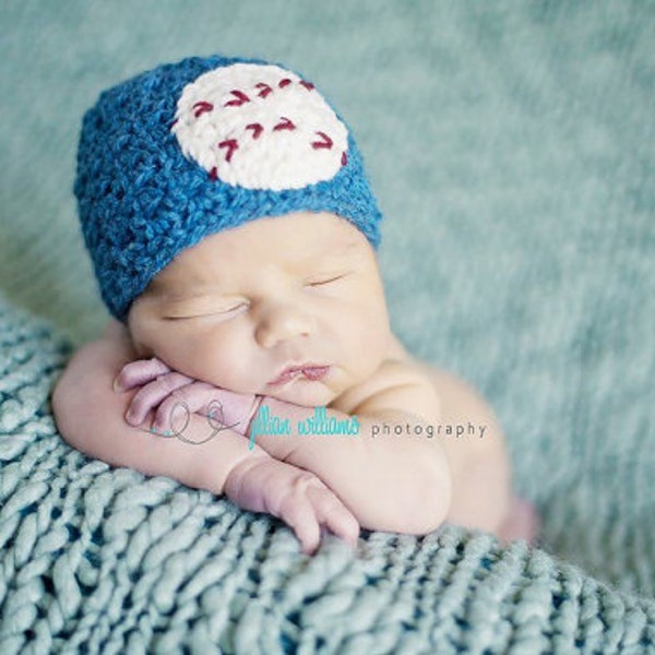 Blue baseball beanie, baseball hat, baseball photo prop, baby boy hats, baby girl hats, halloween costume