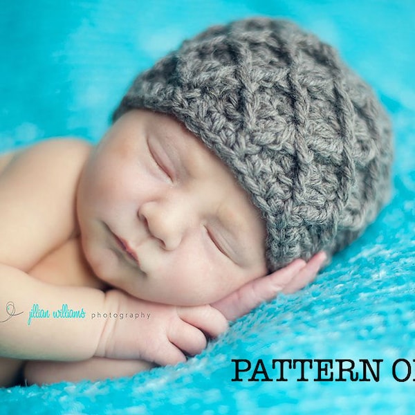 Crochet hat pattern - diamonds hat crochet pattern, instant download- photo prop, baby boy hat patterns, adult hat pattern