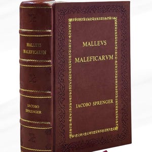 May include: A hardcover book with a burgundy cover and gold lettering. The title "MALLEVS MALEFICARVM" is displayed on the cover and spine. The author's name, IACOBO SPRENGER, is also visible. A red ribbon bookmark is included.