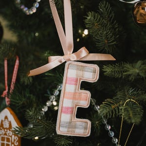 Etichetta per calza della Befana con lettera, decorazione natalizia iniziale