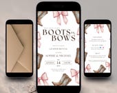 Boots or Bows Animated Gender Reveal Invitation, Western Cowboy Cowgirl Digital Evite, Editable Pink Blue Rustic Baby Shower Video Template