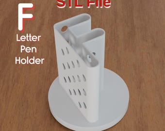 F-Shaped Pencil Holder STL File – Digital Product for 3D Printing