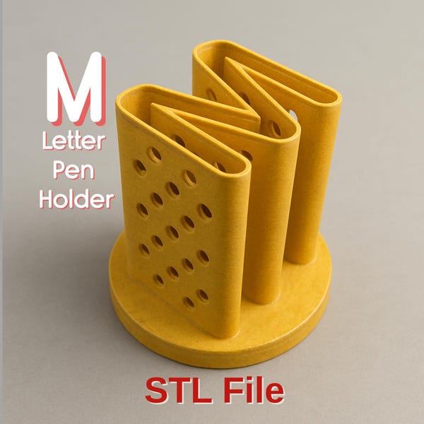 M-Shaped Pencil Holder STL File – Digital Product for 3D Printing