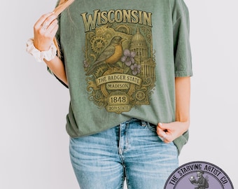 Wisconsin Steampunk T-Shirt: Vintage State Pride Graphic Tee