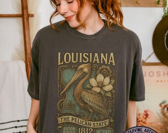 Louisiana Steampunk T-Shirt: Vintage State Pride Graphic Top