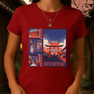 Modern Japanese Graphic Tee: Kyoto Travel Souvenir