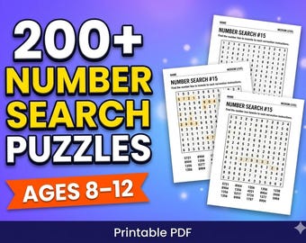 Number Search Puzzles for Kids Ages 8-12 | 200+ Brain Games Activity Book (PDF Download)