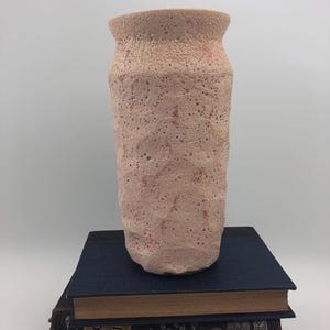 Vintage Studio Pottery Textured Lava Glaze Cylindrical Flared Necked Vase Signed R W