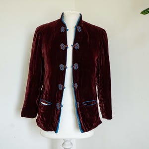 Peony Brand Vintage Chinese 34&quot; Jacket: Velvet 1960s Reversible Blazer