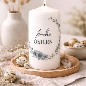 Osterkerze Frohe Ostern Halbkranz