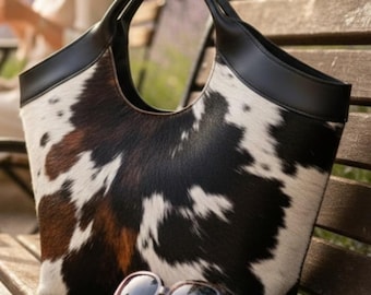 Handgefertigte Rindsleder Haar On Tote Bag | Western Style Echtleder Geldbörse | Geschenk für sie