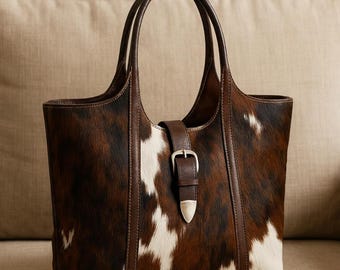 Handmade Cowhide Hair-On Tote Bag – Western Cowgirl Purse