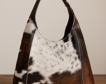 Handcrafted Cowhide Hobo Bag: Western Hair-On Leather Purse
