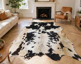 Schwarz Weißer Rindsleder Teppich | Haare Auf Kuhfell Teppich | Western Kuhfell Bodenmatte