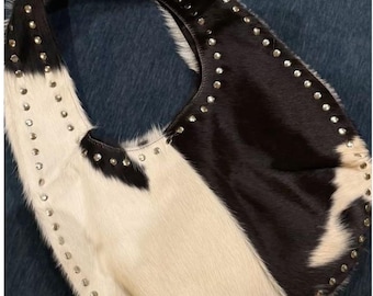 Hobo-Tasche aus Kuhfell, Western-Handtasche mit Kuhmuster, lässige Schultertasche, Halloween-Geschenk für Sie