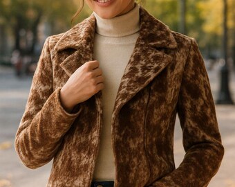Handmade Cowhide Hair On Women Jacket |Genuine Leather Fur Coat |Winter Fashion Jacket