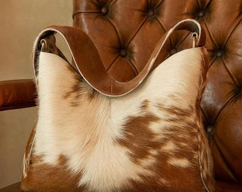 Cowhide & Leather Shoulder Bag: Handmade Western Crossbody Tote