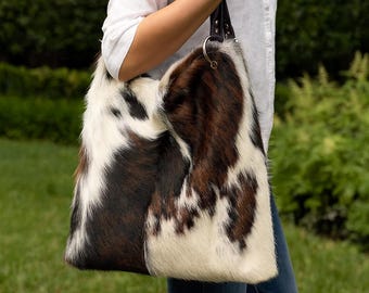 Rindsleder Hobo Bag: Echtes Fell, Western Schultertasche Kostenloser Weltweiter Versand