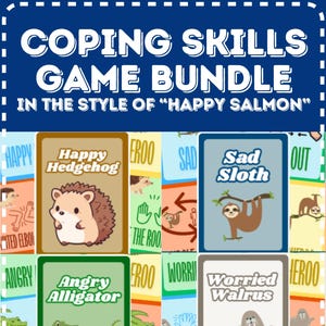 Coping Skills Game Bundle- (FOUR emotions games in the style of &quot;Happy Salmon&quot;)