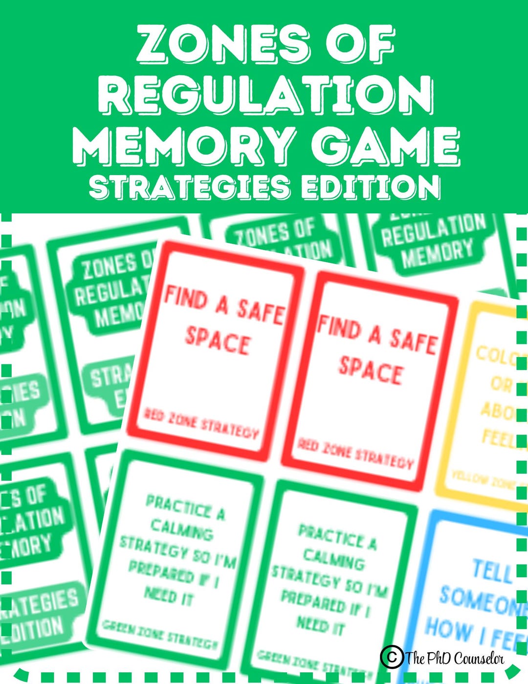 Zones of Regulation Memory Game- Strategies Edition, Coping Skills - Etsy