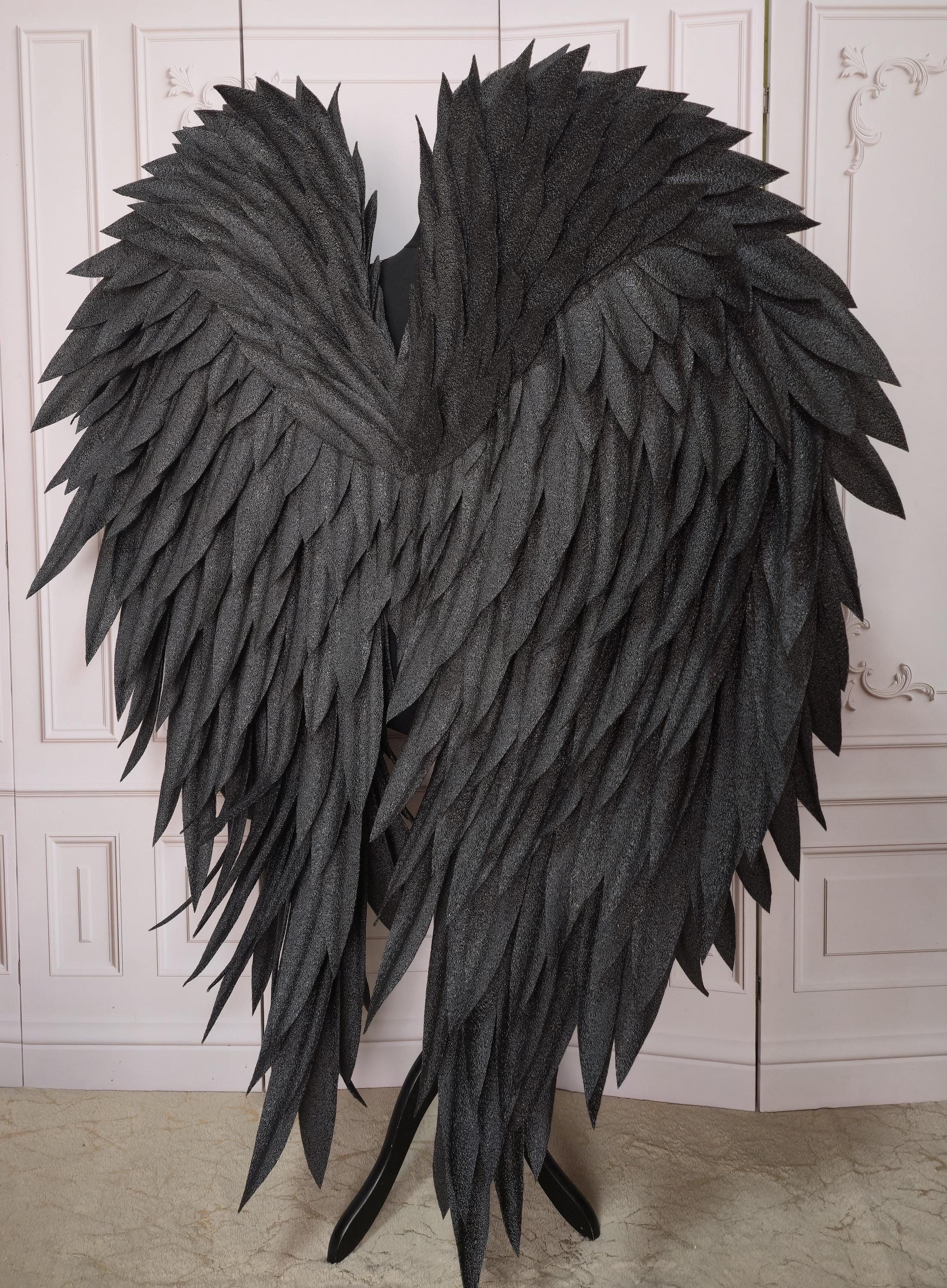 手作りの黒い天使の羽：コスプレ、写真撮影、ゴシックウェディング 