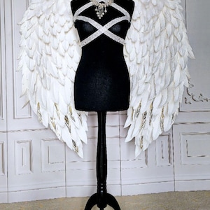 Feathered Angel Wings: Realistic Photo Prop, Cosplay Costume (120x110 cm)