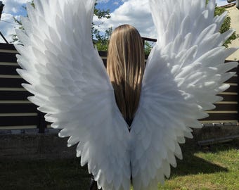 Large White Angel Wings – Ethereal Fantasy Cosplay Costume, Wedding, Photoshoot Prop