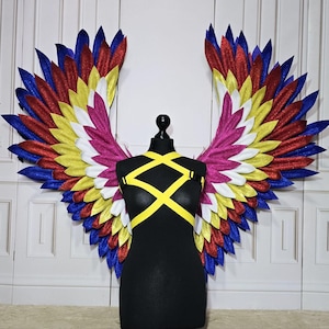Celestial Rainbow Angel Wings – Handmade Multicolor Unisex Wings for Photoshoots, Cosplay, Magical Events & Performances