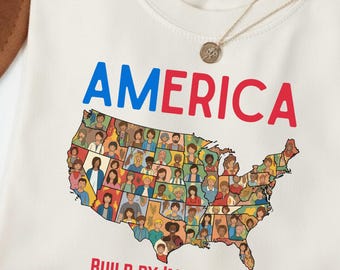 Shirt Amerika gebouwd door immigranten sinds 1492, T-shirt Pro Immigration Usa, Amerikaans shirt, shirt politiek protest, T-shirt antiracisme